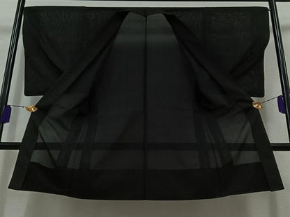 平和屋着物▽男性 羽織 スリーシーズン 春夏秋 塵除け 黒色 正絹 逸品 AABB6225jh