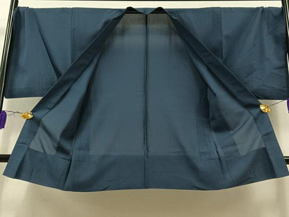 平和屋着物▽男性 羽織 スリーシーズン 春夏秋 塵除け 紺鼠色 正絹 逸品 AABB6226jh