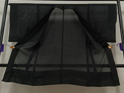 平和屋着物▽男性 羽織 スリーシーズン 春夏秋 塵除け 漆黒色 正絹 逸品 AABB6228jh