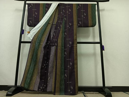 平和屋着物▽小紋 単衣 琉球絣文 洗える着物 AABB6230jh