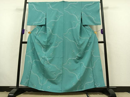 平和屋着物▽小紋 単衣 舞桜文 洗える着物 AABB6233jh