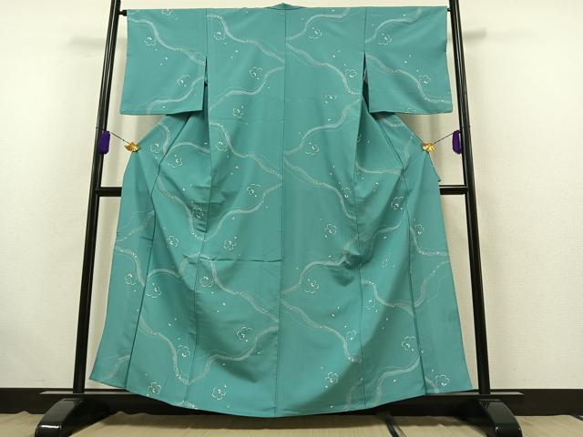 平和屋着物▽小紋 単衣 舞桜文 洗える着物 AABB6233jh