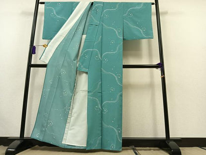 平和屋着物▽小紋 単衣 舞桜文 洗える着物 AABB6233jh