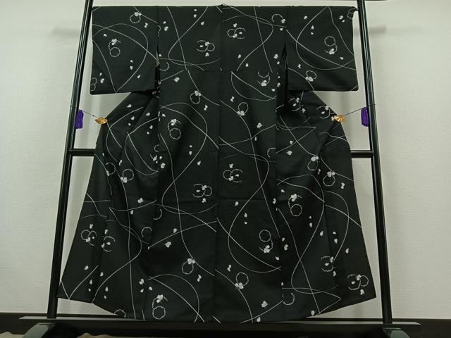 平和屋着物▽小紋 単衣 雪輪舞花文 洗える着物 AABB6234jh
