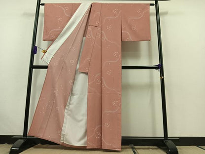 平和屋着物▽小紋 単衣 舞桜文 洗える着物 AABB6237jh