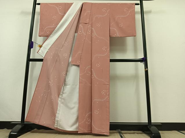 平和屋着物▽小紋 単衣 舞桜文 洗える着物 AABB6237jh