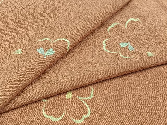 平和屋着物▽小紋 単衣 舞桜文 洗える着物 AABB6237jh