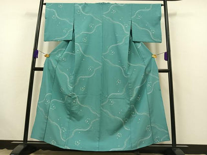 平和屋着物▽小紋 単衣 舞桜文 洗える着物 AABB6238jh