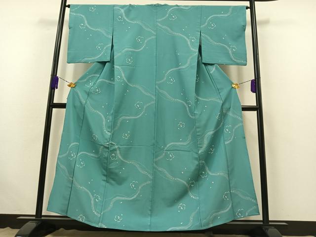 平和屋着物▽小紋 単衣 舞桜文 洗える着物 AABB6238jh