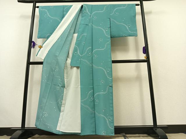 平和屋着物▽小紋 単衣 舞桜文 洗える着物 AABB6238jh