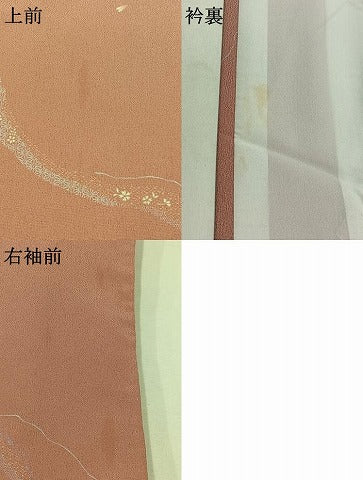 平和屋着物▽小紋 単衣 舞桜文 洗える着物 AABB6239jh