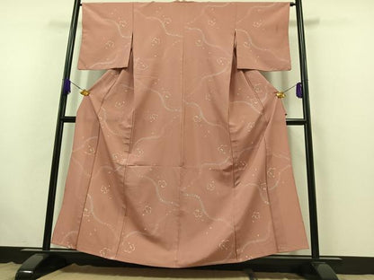 平和屋着物▽小紋 単衣 舞桜文 洗える着物 AABB6239jh