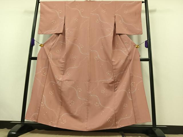 平和屋着物▽小紋 単衣 舞桜文 洗える着物 AABB6239jh