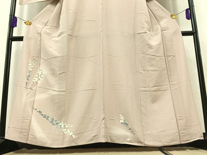 平和屋着物▽訪問着 単衣 草花文 正絹 逸品 AABB6240jh