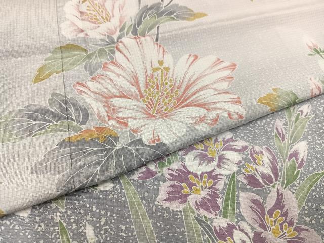 平和屋着物●本場大島紬 訪問着 友禅 枝花文 暈し染め ロング丈 正絹 逸品 AABB6241ph