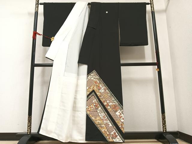 平和屋着物●豪華黒留袖　友禅　作家物　刺繍　松竹梅吉祥文　金彩　正絹　逸品　AABB6265ph