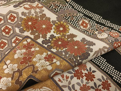 平和屋着物●豪華黒留袖　友禅　作家物　刺繍　松竹梅吉祥文　金彩　正絹　逸品　AABB6265ph