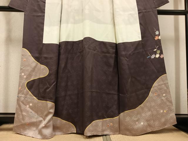 平和屋着物○訪問着 刺繍 鴛鴦楓文 金彩 正絹 逸品 AABH9587ck