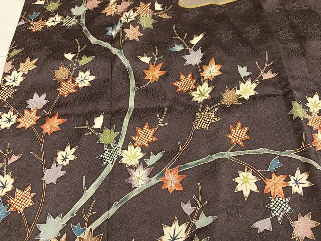 平和屋着物●訪問着　刺繍　鴛鴦楓文　金彩　正絹　逸品　AABH9587ck 平和屋着物○訪問着 刺繍 鴛鴦楓文 金彩 正絹 逸品 AABH9587ck