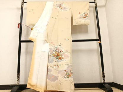 平和屋着物●創業460年・千總　訪問着　雲重ね草花文　暈し染め　高島屋扱い　正絹　逸品　未使用　AABB6308ph