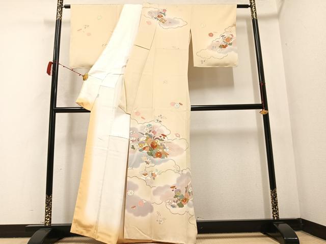 平和屋着物●創業460年・千總　訪問着　雲重ね草花文　暈し染め　高島屋扱い　正絹　逸品　未使用　AABB6308ph
