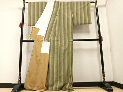 平和屋着物●上質な紬 間道 正絹 逸品 AABB6309ph
