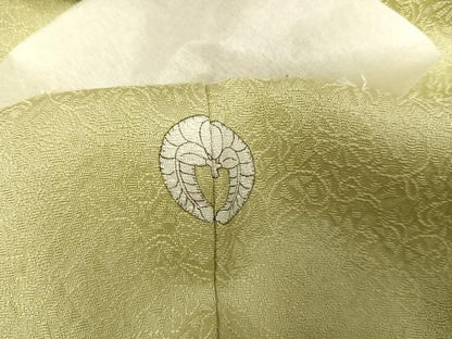 平和屋着物●上質な色無地 花唐草地紋 若葉色 正絹 逸品 未使用 AABB6312ph