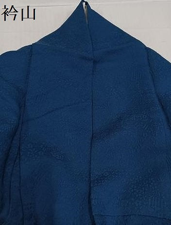 平和屋着物●豪華振袖 草花地紋 色無地 紺瑠璃色 正絹 逸品 AABB6317ph