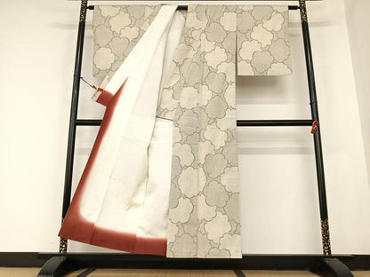 平和屋着物●上質な紬　舞花文　正絹　逸品　AABB6322zg