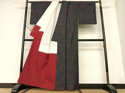平和屋着物●本場大島紬　笹文　正絹　逸品　AABB6324zg