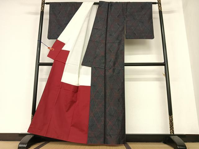 平和屋着物●本場大島紬　笹文　正絹　逸品　AABB6324zg