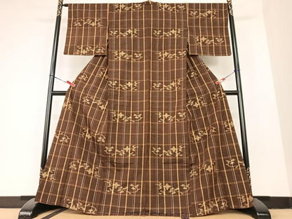平和屋着物●上質な紬　草花文　正絹　逸品　未使用　AABB6325zg