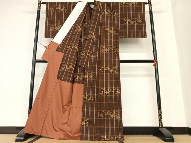 平和屋着物●上質な紬　草花文　正絹　逸品　未使用　AABB6325zg