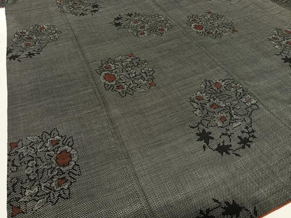 平和屋着物●本場大島紬　一元7マルキ　草花文　正絹　逸品　AABB6327zg