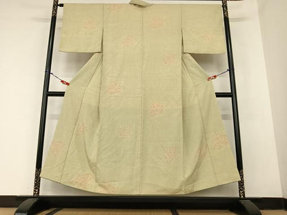 平和屋着物●本塩沢　舞花文　正絹　逸品　AABB6331zg