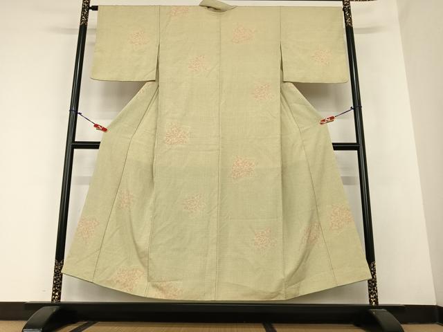 平和屋着物●本塩沢　舞花文　正絹　逸品　AABB6331zg