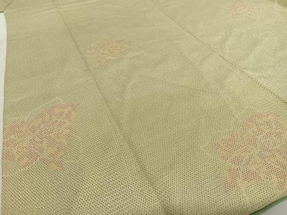 平和屋着物●本塩沢　舞花文　正絹　逸品　AABB6331zg