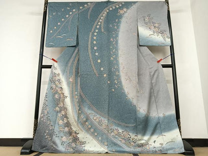 平和屋着物●訪問着　辻が花　絞り　暈し染め　金彩　ロング丈　正絹　逸品　未使用　AABB6332zg