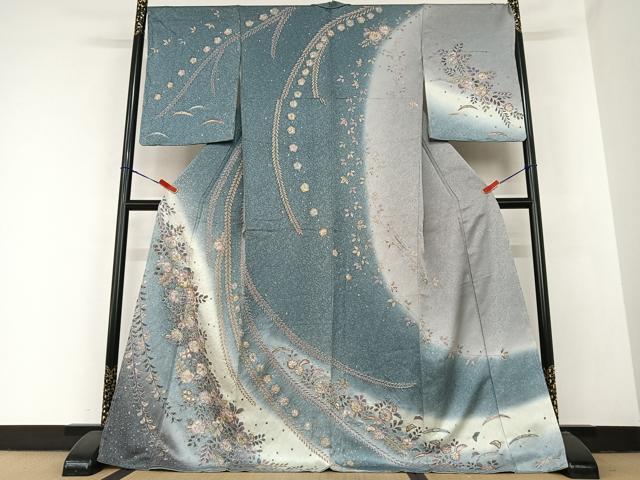 平和屋着物●訪問着　辻が花　絞り　暈し染め　金彩　ロング丈　正絹　逸品　未使用　AABB6332zg