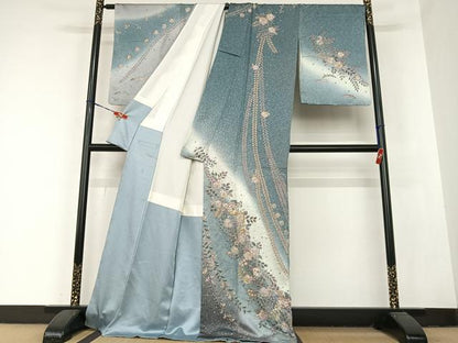 平和屋着物●訪問着　辻が花　絞り　暈し染め　金彩　ロング丈　正絹　逸品　未使用　AABB6332zg