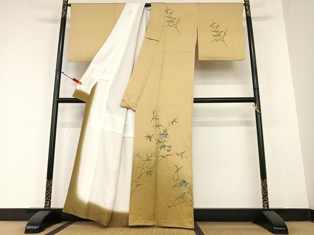 平和屋着物●訪問着　松竹梅破れ色紙文　暈し染め　金彩　正絹　逸品　AABB6337zg