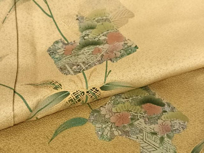 平和屋着物●訪問着　松竹梅破れ色紙文　暈し染め　金彩　正絹　逸品　AABB6337zg