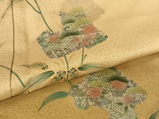 平和屋着物●訪問着　松竹梅破れ色紙文　暈し染め　金彩　正絹　逸品　AABB6337zg