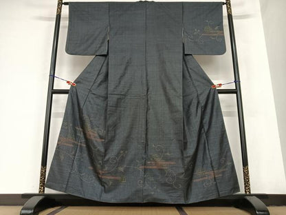 平和屋着物●本場大島紬　訪問着　カタス7マルキ　エ霞花鞠文　正絹　逸品　AABB6339zg