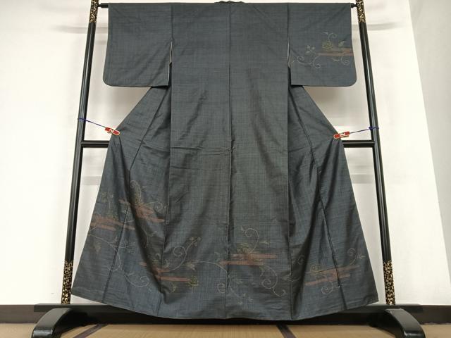 平和屋着物●本場大島紬　訪問着　カタス7マルキ　エ霞花鞠文　正絹　逸品　AABB6339zg