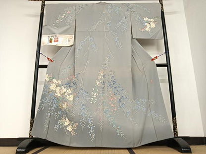 平和屋着物●本加賀友禅作家　佐藤克司　訪問着　春風　浜縮緬　反端付き　正絹　逸品　AABB6351zg