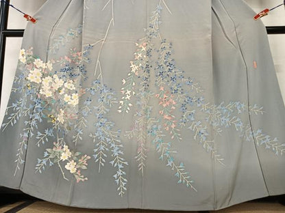 平和屋着物●本加賀友禅作家　佐藤克司　訪問着　春風　浜縮緬　反端付き　正絹　逸品　AABB6351zg