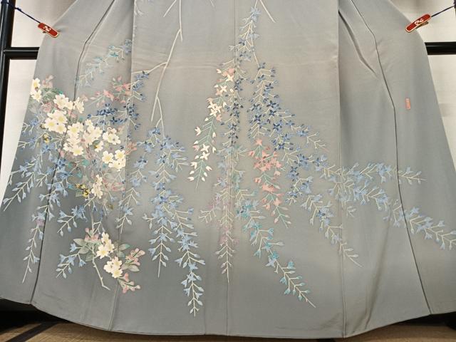 平和屋着物●本加賀友禅作家　佐藤克司　訪問着　春風　浜縮緬　反端付き　正絹　逸品　AABB6351zg
