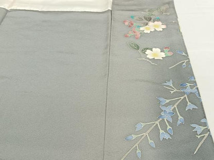 平和屋着物●本加賀友禅作家　佐藤克司　訪問着　春風　浜縮緬　反端付き　正絹　逸品　AABB6351zg