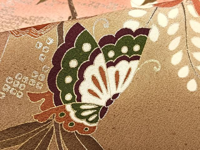 平和屋着物●豪華振袖 駒刺繍 花蝶文 暈し染め 金銀彩 正絹 逸品 AABB6357zg